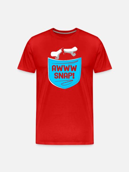Knochenbruch Halloween Skelett Knochen Armbruch - Männer Premium Bio T-Shirt - Rot