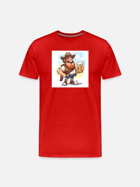 Cheerful beer lover with hat - Men's Premium Organic T-Shirt - red