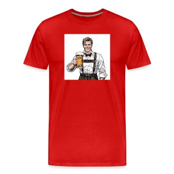 Bierjager im Lederhosen - Männer Premium Bio T-Shirt - Rot - Vorne - Damien (186cm)