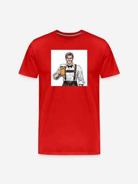Bierjager im Lederhosen - Männer Premium Bio T-Shirt - Rot