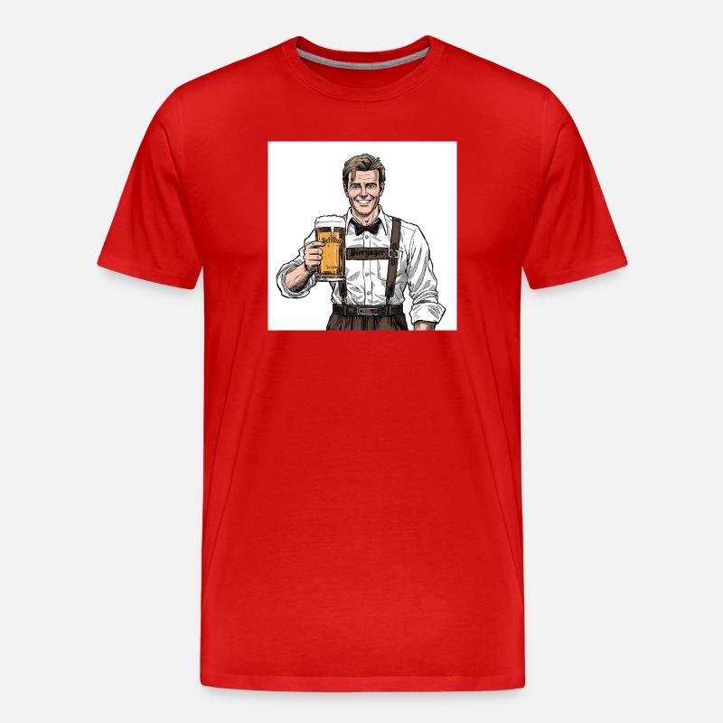 Bierjager im Lederhosen - Männer Premium Bio T-Shirt - Rot