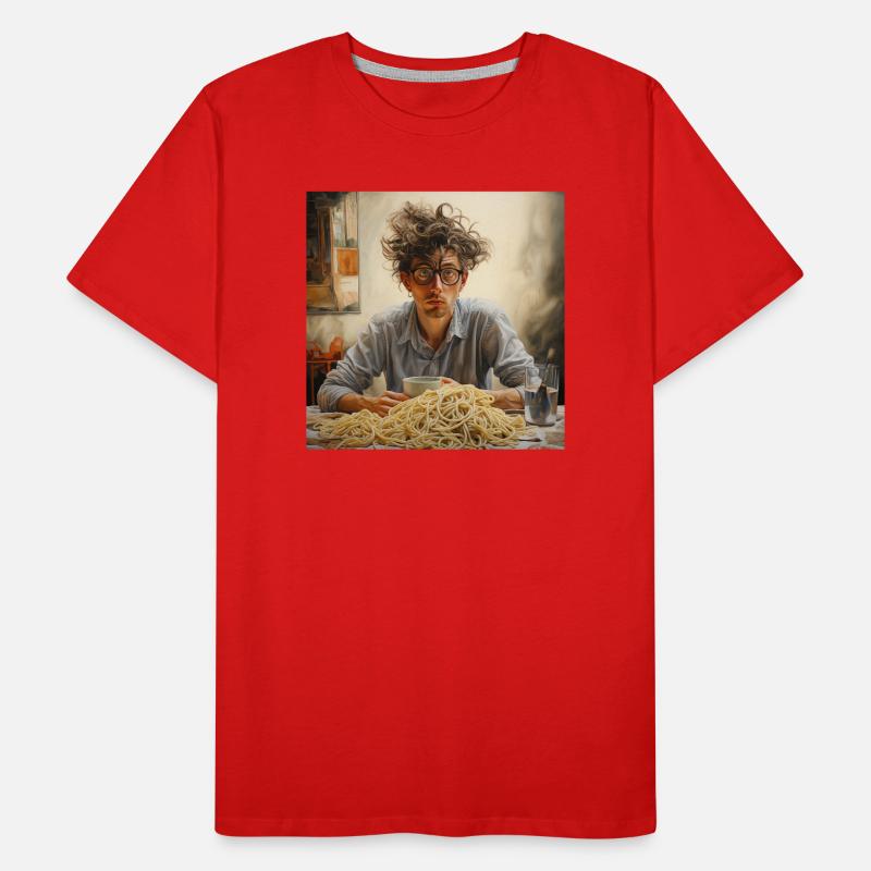 Junger Mann wirres Haar mit Spaghettiberg Brille Männer Premium Bio T-Shirt