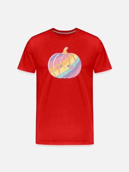 Rainbow pastel pumpkin - Men's Premium Organic T-Shirt - red