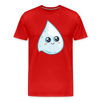 Goutte kawaii lumineuse - T-shirt bio Premium Homme - rouge - Devant - Damien (186cm)