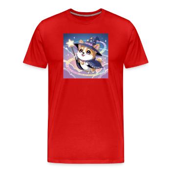 Mystical Corgi - Men's Premium Organic T-Shirt - red - Front - Damien (186cm)