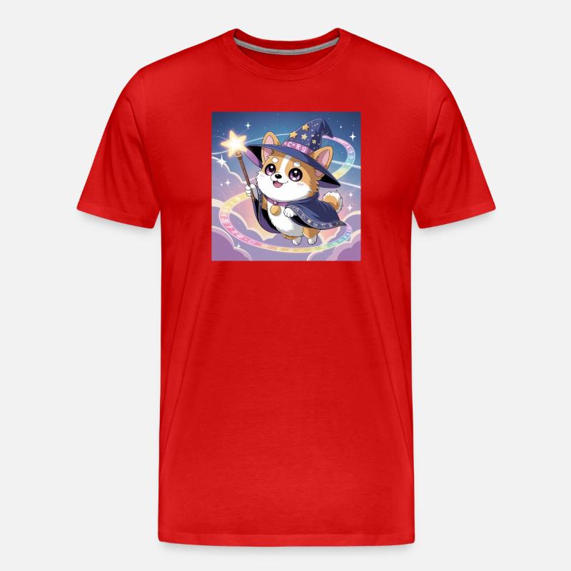 Mystischer Corgi - Männer Premium Bio T-Shirt - Rot