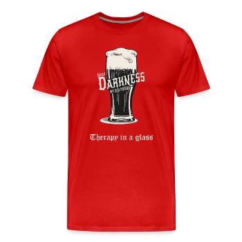 Hello Darkness – Therapy in a Glass - Men's Premium Organic T-Shirt - red - Front - Damien (186cm)