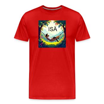 Papa dans un hamac - T-shirt bio Premium Homme - rouge - Devant - Damien (186cm)