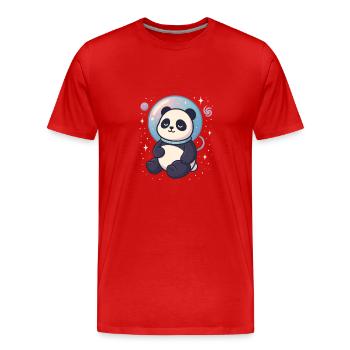 Space Dreamer Kosmischer Panda - Männer Premium Bio T-Shirt - Rot - Vorne - Damien (186cm)