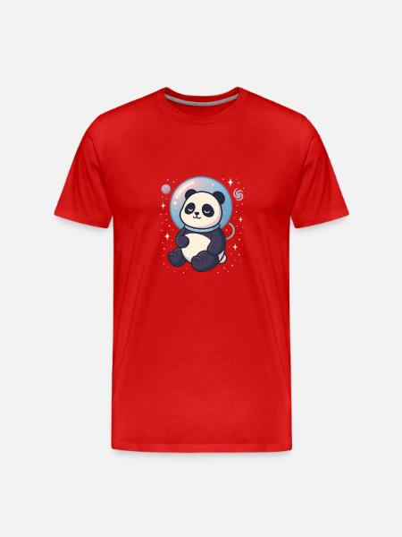 Space Dreamer Cosmic Panda - Men's Premium Organic T-Shirt - red