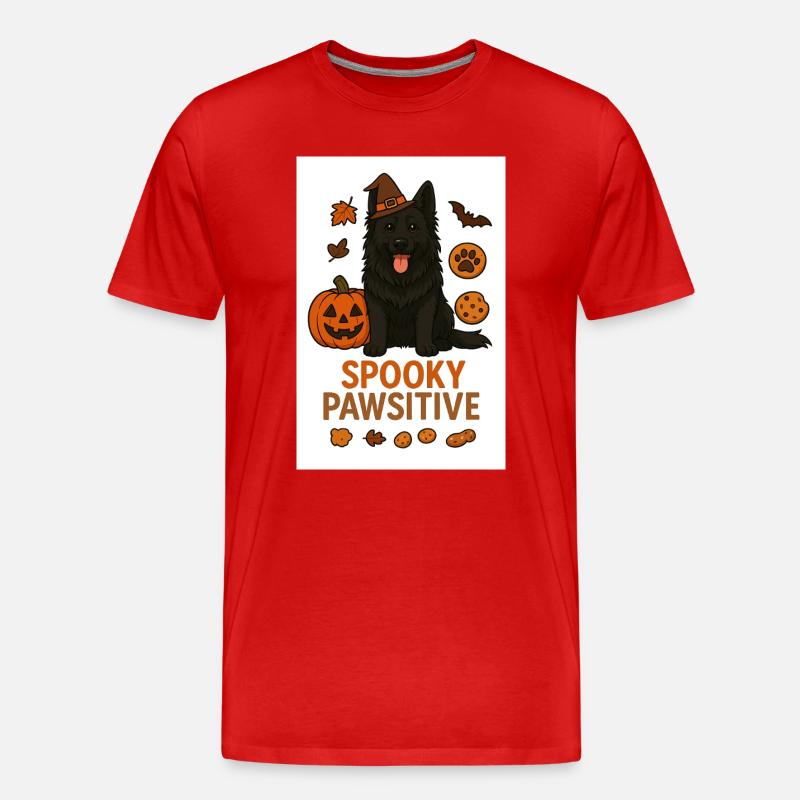 Spooky Pawsitive - Männer Premium Bio T-Shirt - Rot