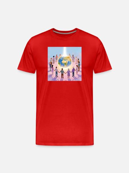 Earth surrounded by community - Men's Premium Organic T-Shirt - red