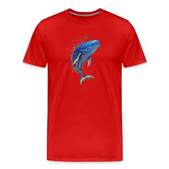 Baleine bleue Baleine Baleines bleues Baleines Chant Baleine Plongeur Baleines Océan - T-shirt bio Premium Homme - rouge - Devant - Damien (186cm)