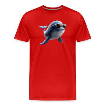 Baleine bleue Baleine Baleines bleues Baleines Chant Baleine Plongeur Baleines Océan - T-shirt bio Premium Homme - rouge - Devant - Damien (186cm)