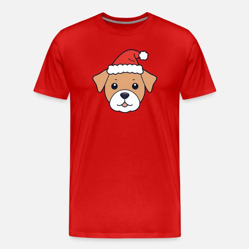 Hund mit Santa Hut - Männer Premium Bio T-Shirt - Rot