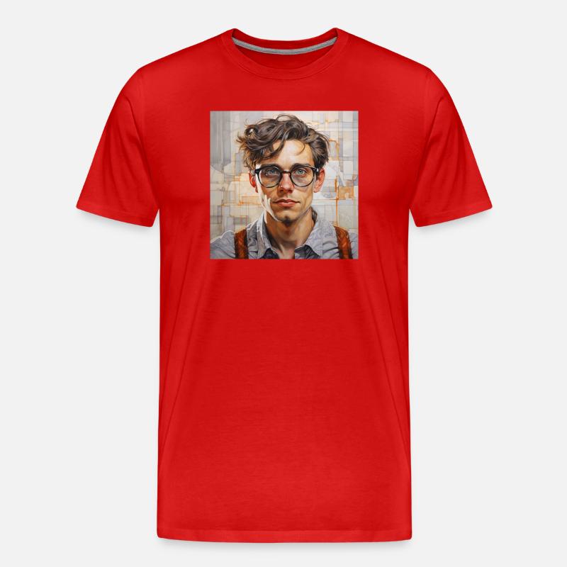 Porträt Brille Geomuster - Männer Premium Bio T-Shirt - Rot
