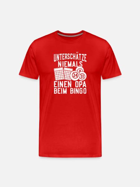 Bingo Player Never Underestimate Grandpa Bingo - Men's Premium Organic T-Shirt - red