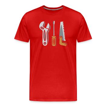 Ensemble d’outils – Conception DIY - T-shirt bio Premium Homme - rouge - Devant - Damien (186cm)
