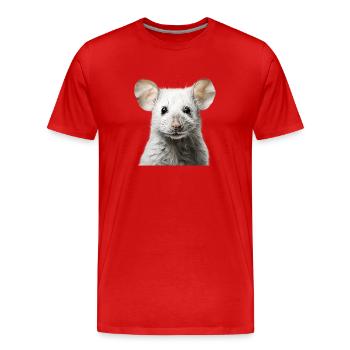 Süße Maus – niedliches Tierportrait - Männer Premium Bio T-Shirt - Rot - Vorne - Damien (186cm)