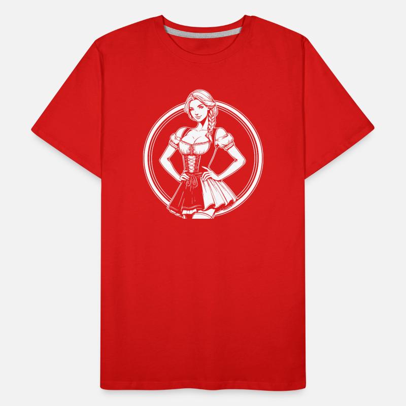 Cool Dirndl Comic Design Men's Premium Organic T-Shirt