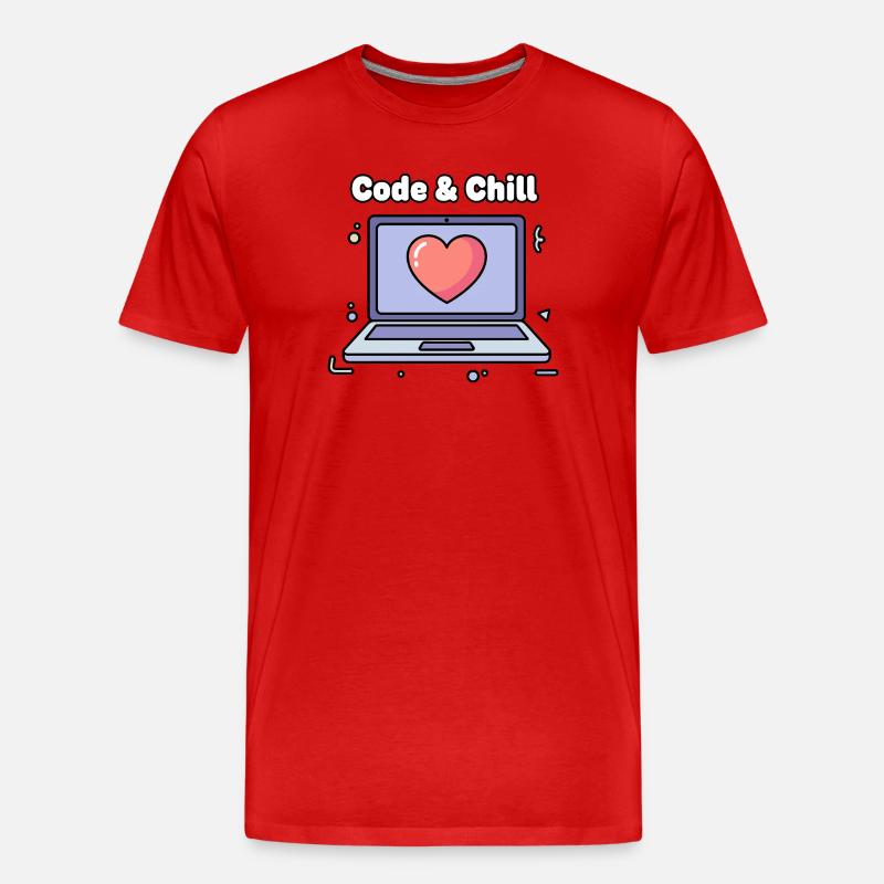 Code & Chill Herz Laptop - Männer Premium Bio T-Shirt - Rot