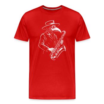 Jazz Plague Doctor Sax - Men's Premium Organic T-Shirt - red - Front - Damien (186cm)