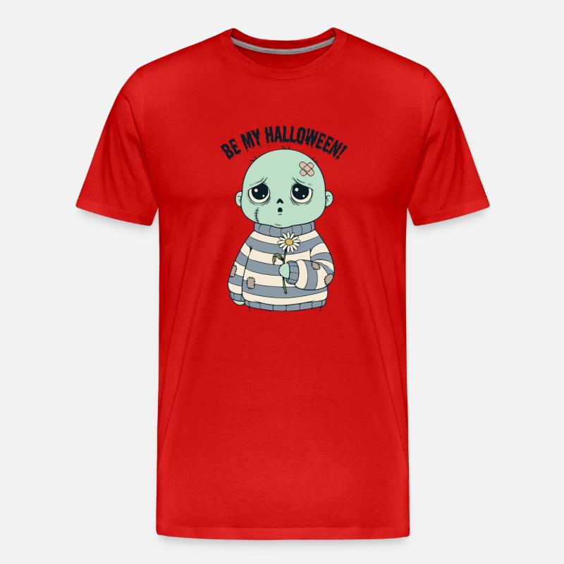 Adorable tête de mort en pull rayé - T-shirt bio Premium Homme - rouge