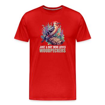 Woodpecker Woodpecker - Men's Premium Organic T-Shirt - red - Front - Damien (186cm)