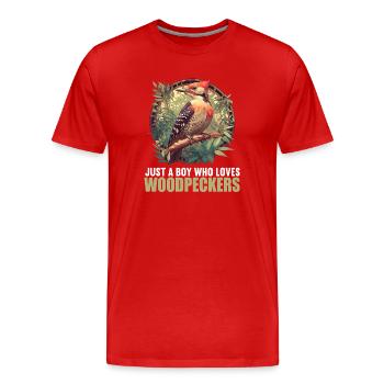 Woodpecker Woodpecker - Men's Premium Organic T-Shirt - red - Front - Damien (186cm)
