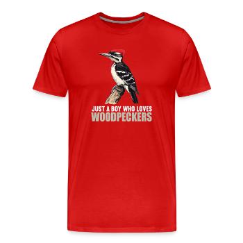 Woodpecker Woodpecker - Men's Premium Organic T-Shirt - red - Front - Damien (186cm)