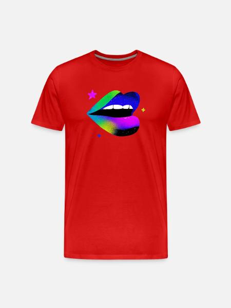 Rainbow Lip Graffiti Pop Art - Men's Premium Organic T-Shirt - red