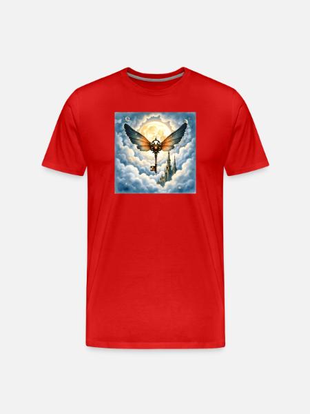 Winged Key in Night Sky - Men's Premium Organic T-Shirt - red