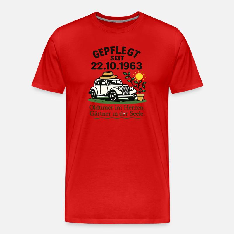 Maintained since 1963 Oldtimer Gärtnerherz - Men's Premium Organic T-Shirt - red