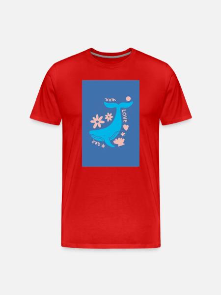 Whale Tail Floral Love - Men's Premium Organic T-Shirt - red