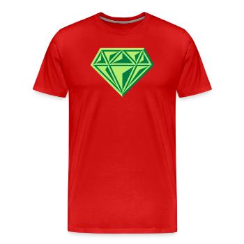Diamant (pierre précieuse / brillant / symbole / gre / 2C) - T-shirt bio Premium Homme - rouge - Devant - Damien (186cm)