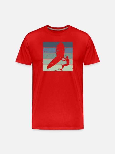 Silhouette Wingfoiler with Surfboard - Men's Premium Organic T-Shirt - red