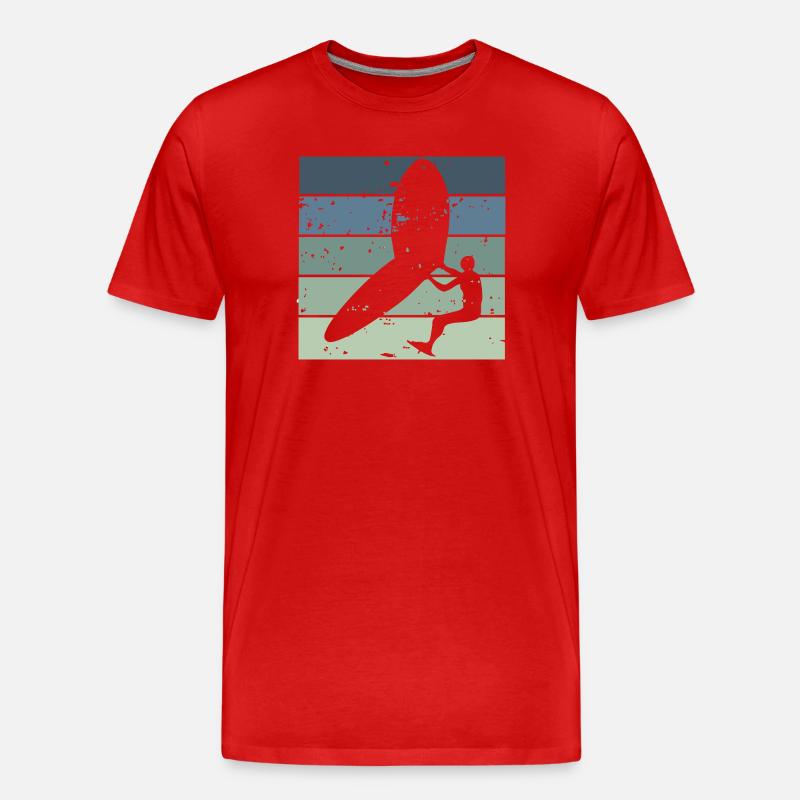 Silhouette Wingfoiler mit Surfbrett - Männer Premium Bio T-Shirt - Rot