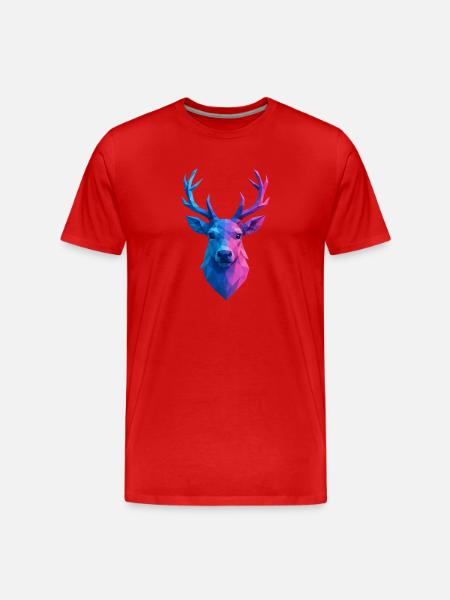 Christmas Reindeer Low Poly - Men's Premium Organic T-Shirt - red