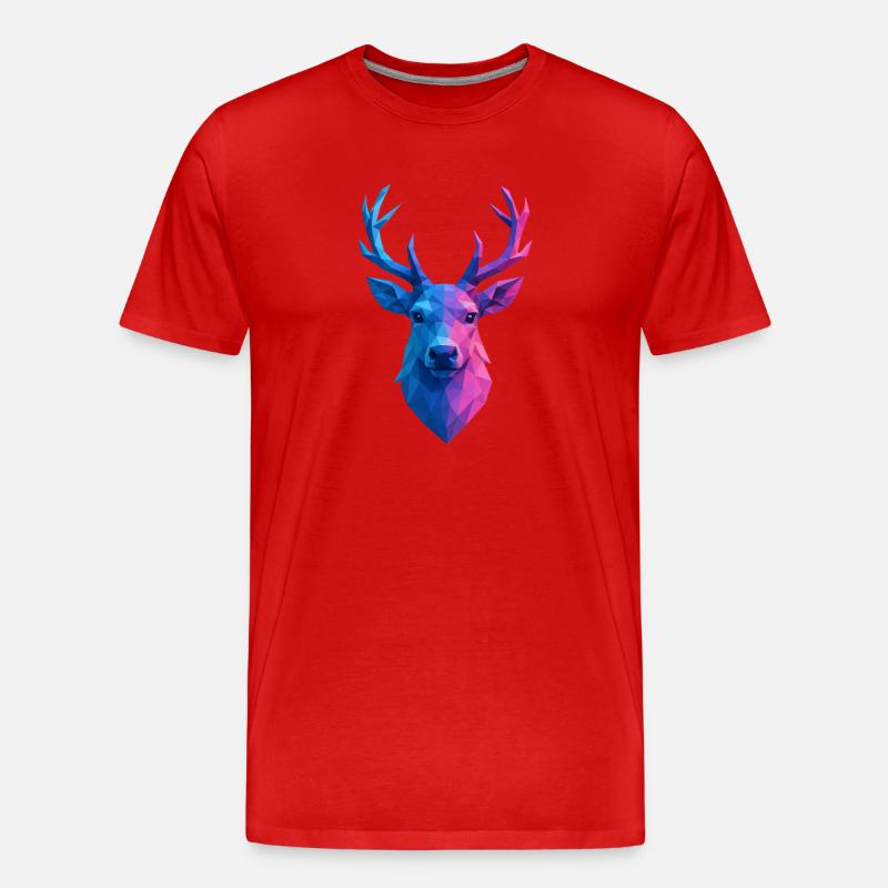 Weihnachten Rentier Low Poly - Männer Premium Bio T-Shirt - Rot