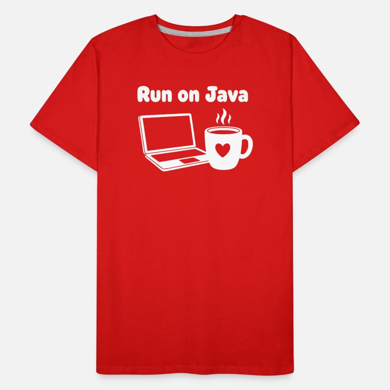 Java Run Cafe Laptop Heart Men's Premium Organic T-Shirt