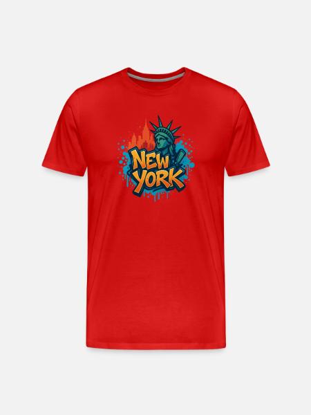 New York Graffiti Skyline - Men's Premium Organic T-Shirt - red