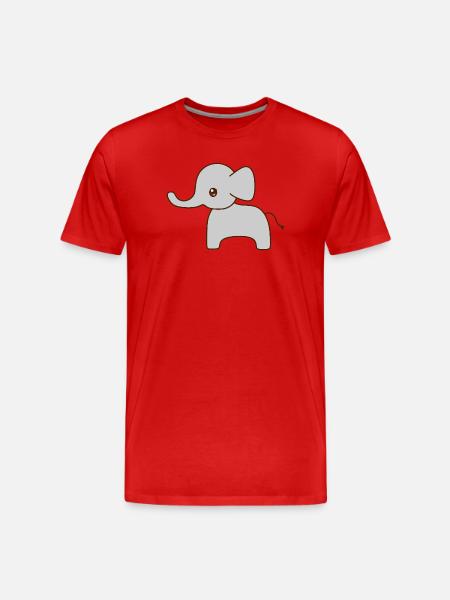 Gentle Grey Elephant Sketch - Men's Premium Organic T-Shirt - red