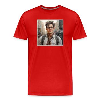 Indie Street Portrait Lunettes - T-shirt bio Premium Homme - rouge - Devant - Damien (186cm)
