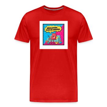 Fête de Snacks Dessin Popcorn - T-shirt bio Premium Homme - rouge - Devant - Damien (186cm)