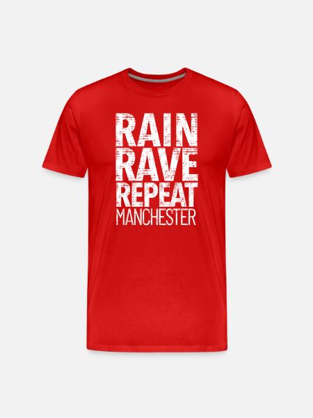 Manchester Rain Rave Repeat - Men's Premium Organic T-Shirt - red