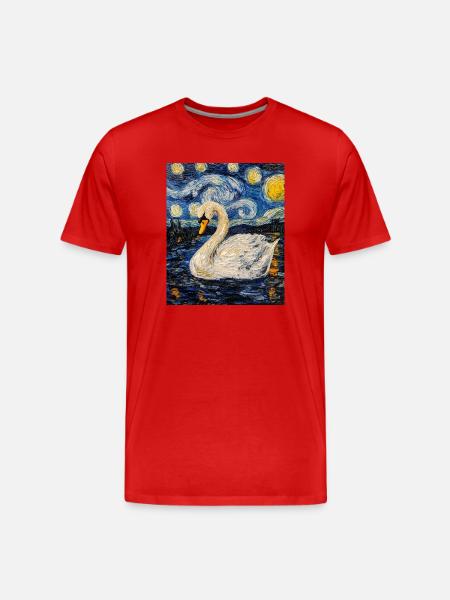Schwan Vogel Van Gogh Style - Männer Premium Bio T-Shirt - Rot