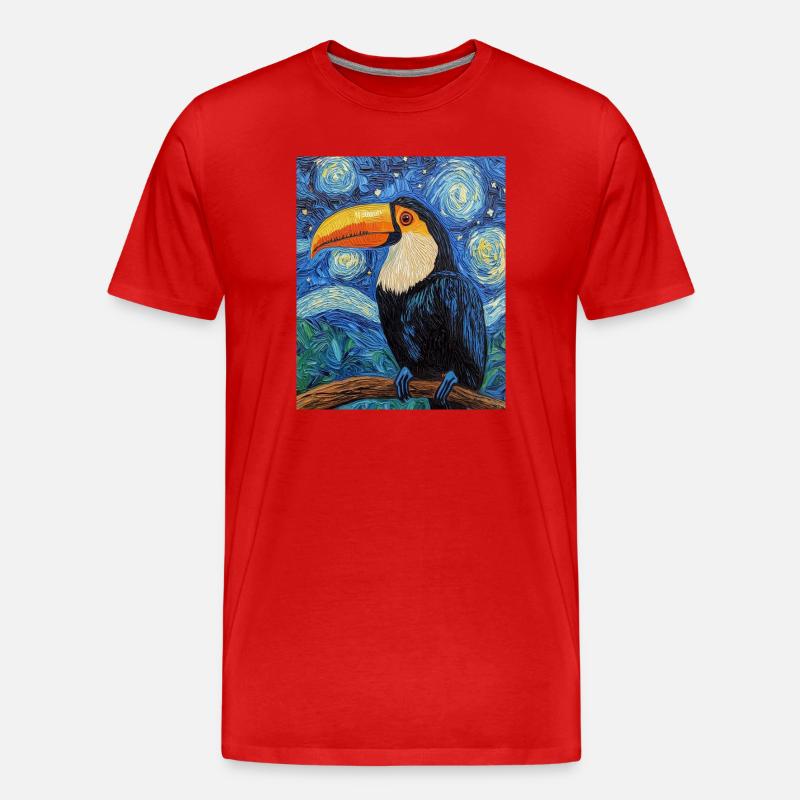 Tukan Vogel Van Gogh Style - Männer Premium Bio T-Shirt - Rot