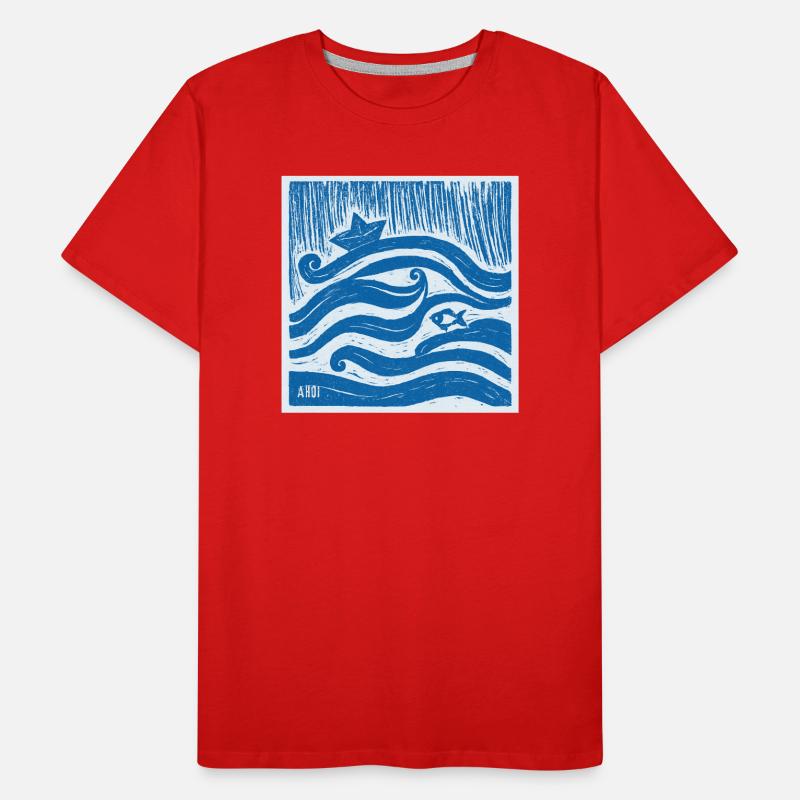 Ship Ahoy - Linoleum Style Men's Premium Organic T-Shirt