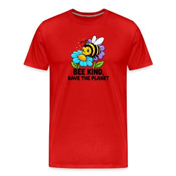 Bee saves the planet - Men's Premium Organic T-Shirt - red - Front - Damien (186cm)