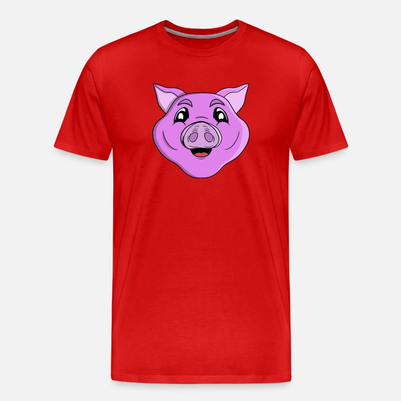 Lila Schwein Lächeln - Männer Premium Bio T-Shirt - Rot